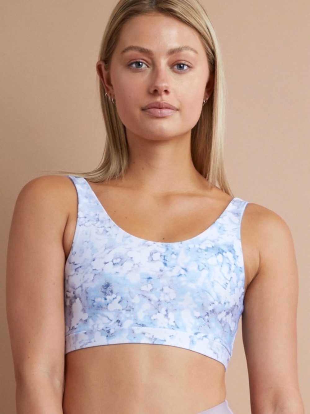 Savvi Blue Mosaic Longline Sports Bra XL